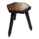 Vintage Spanish stool in carved wood with a leather seat.