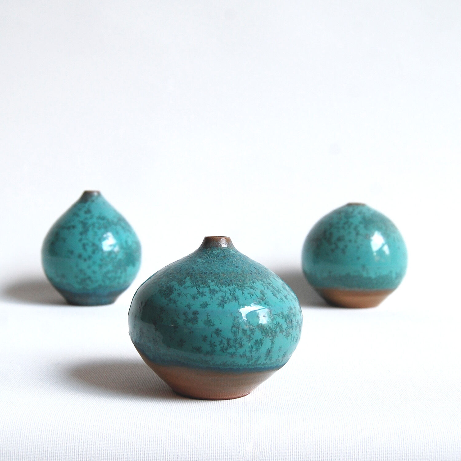 Trio of green miniature ceramics Antonio Lampecco