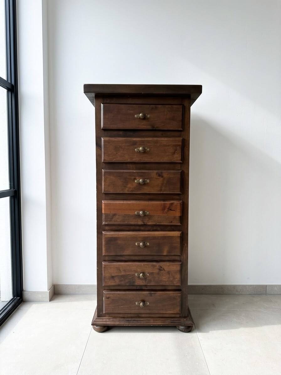 Semainier vintage marron en bois