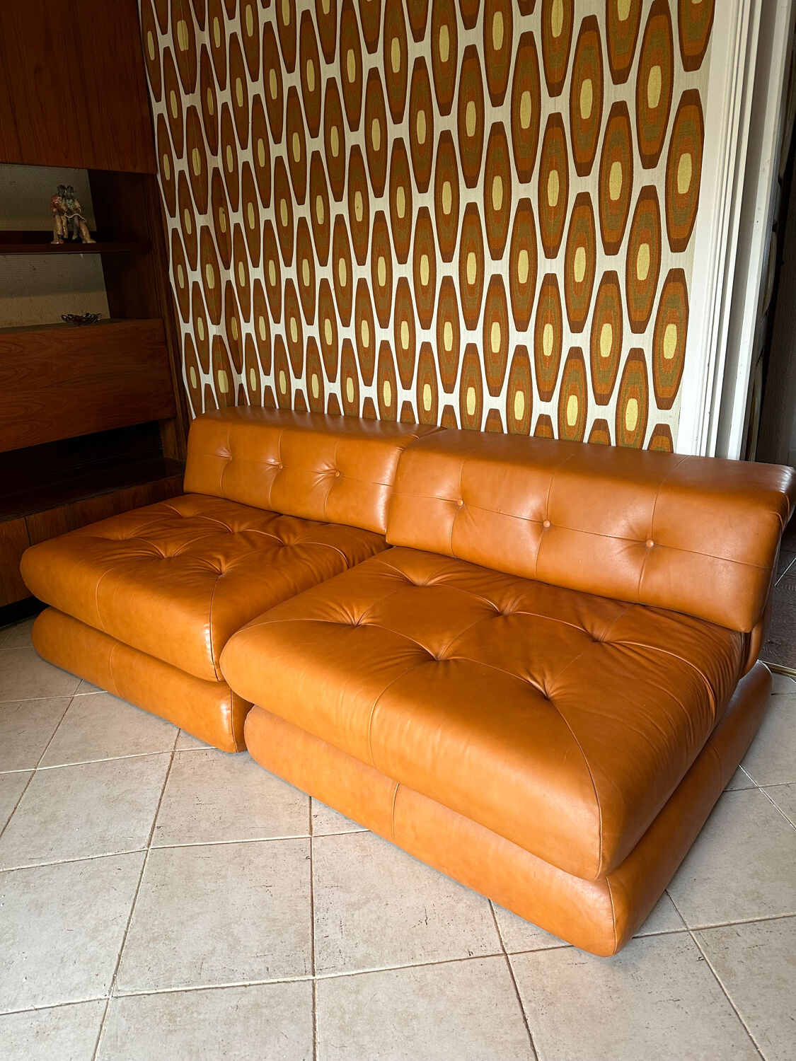 Mah Jongde Roche Bobois vintage leather lounge