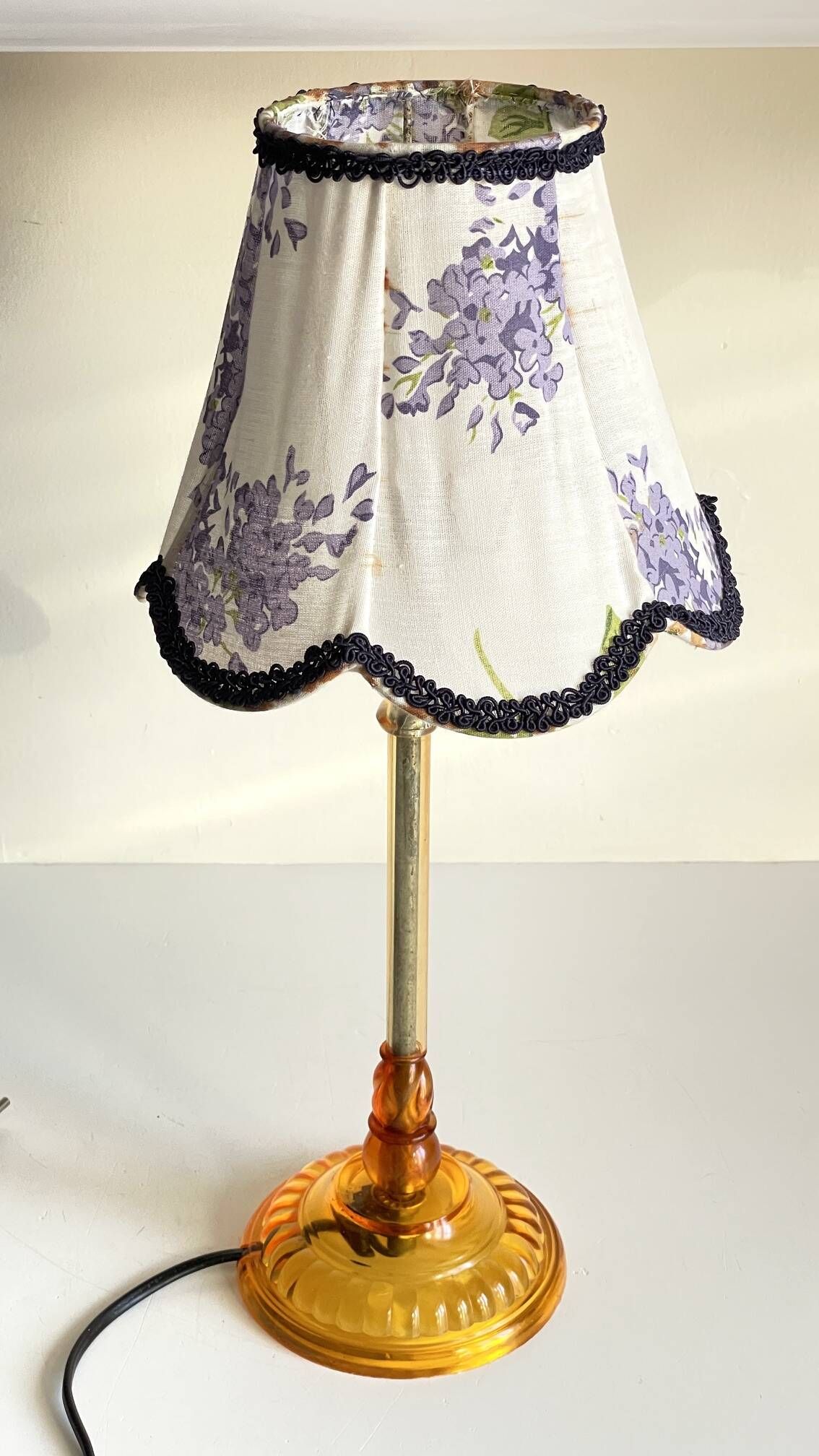 LAMPSHade Plexiglass and Lilac Fabric VINTAGE