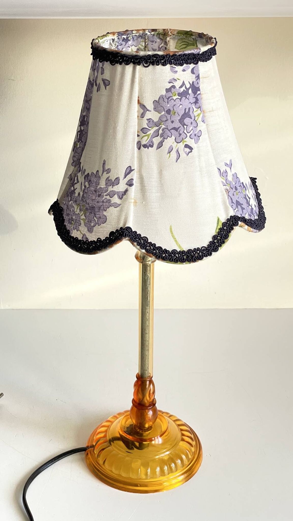 LAMPSHade Plexiglass and Lilac Fabric VINTAGE
