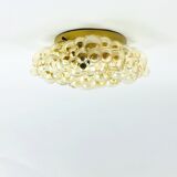 Mid Century Amber Bubble Glass Flush Mount By Helena Tynell For Limburg, Germany, 1970s