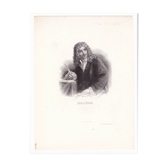 Portrait XIXe 1850 Molière Théâtre Jean Baptiste Poquelin Comédien Acteur