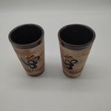 Paire de mugs en terre cuite émaillée vintage