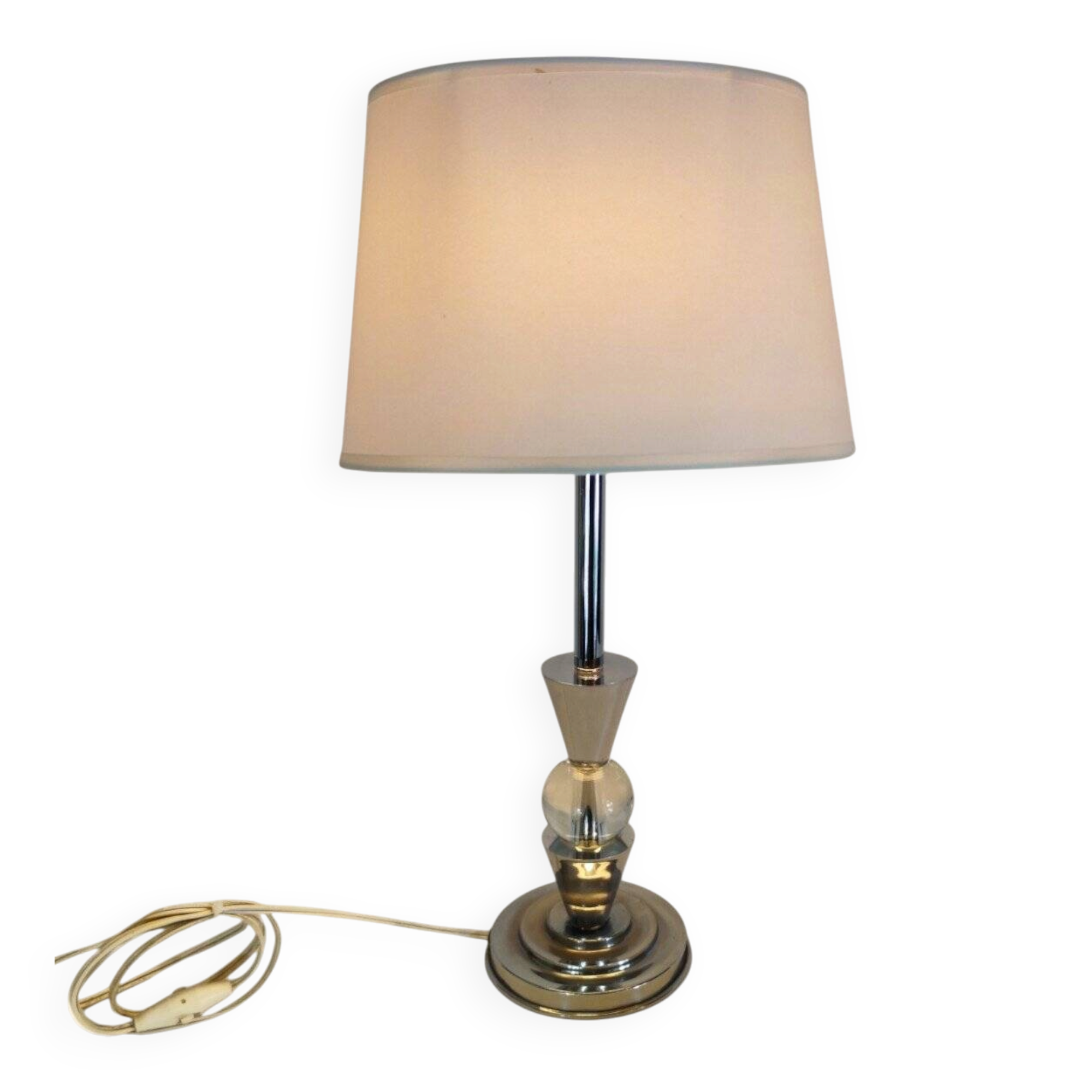 Chrome and Glass Lamp 1950s - Jacques Adnet Style