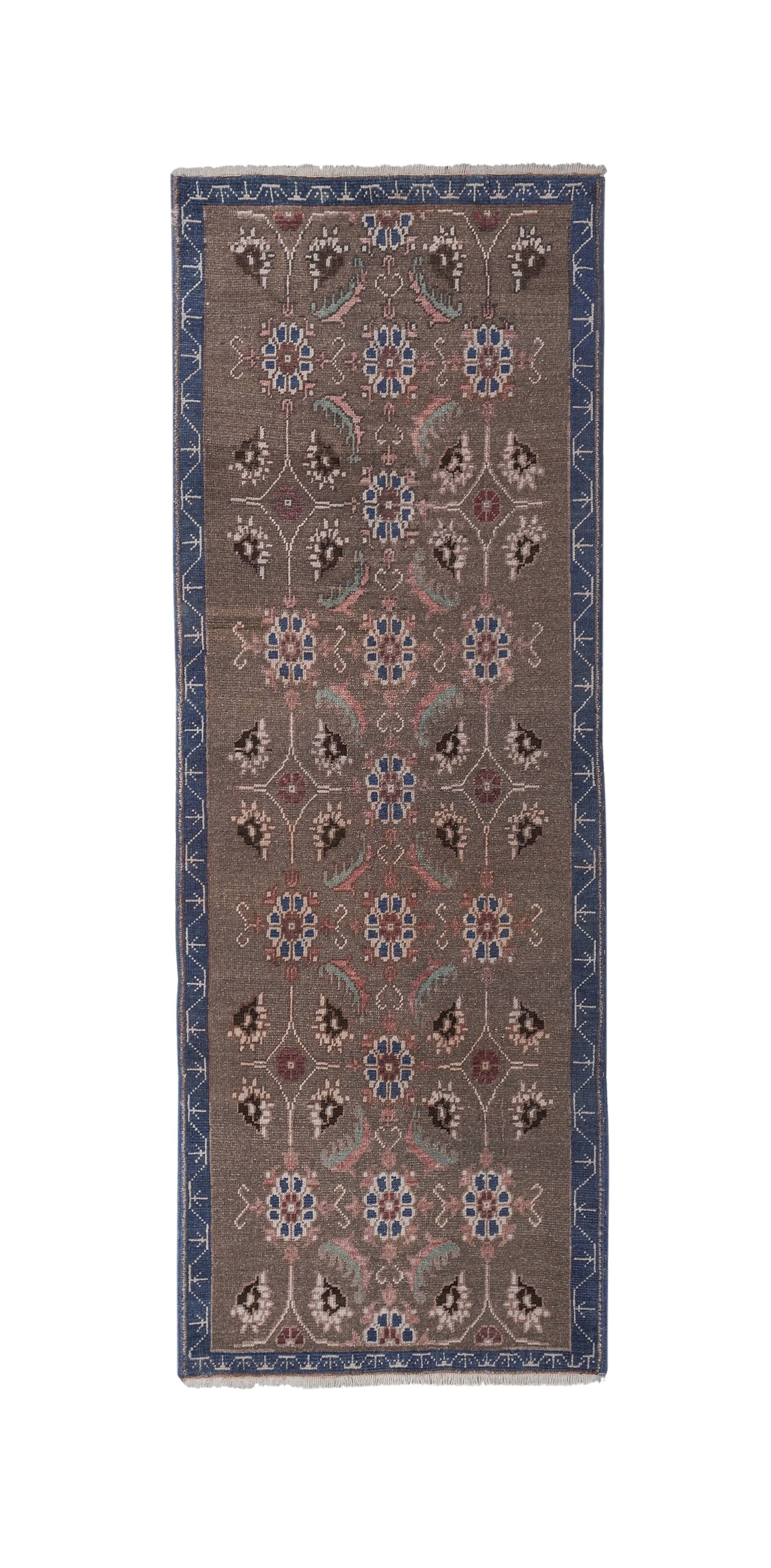 Vintage Turkish Oushak Rug Handwoven 79x230 cm