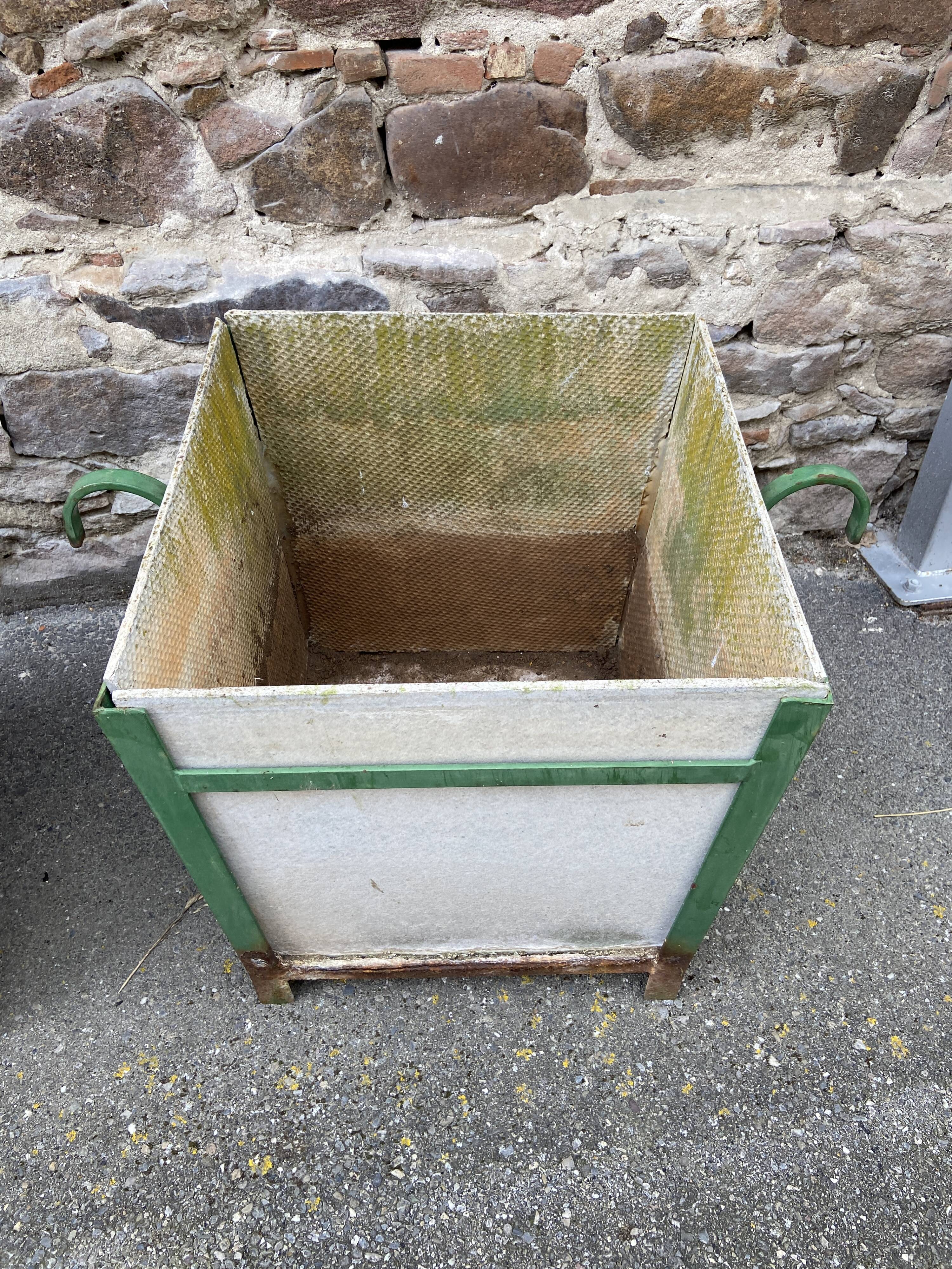 Pair of Large planters in fiber cement and metal 1950 eternit