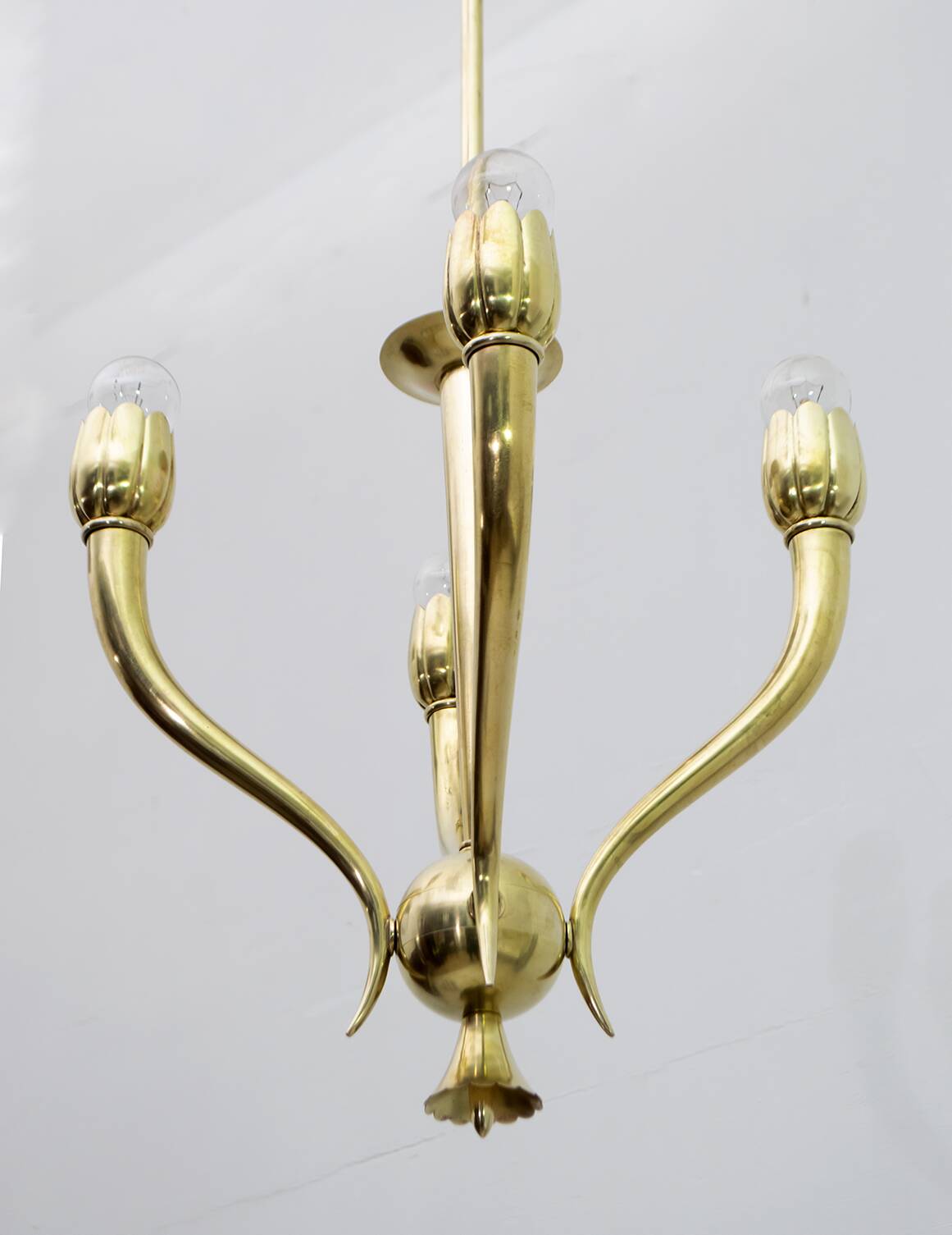 Art Deco Italian Brass Chandelier, 1940s