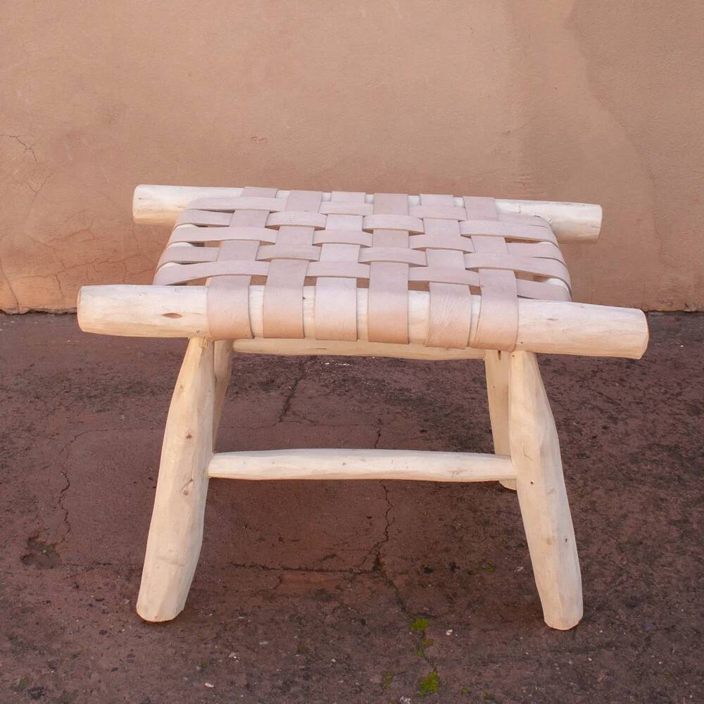 Woven leather stool