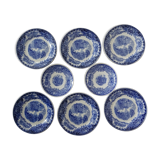 6 dessert plates and 2 blue cups P.Regout Maastricht Holland