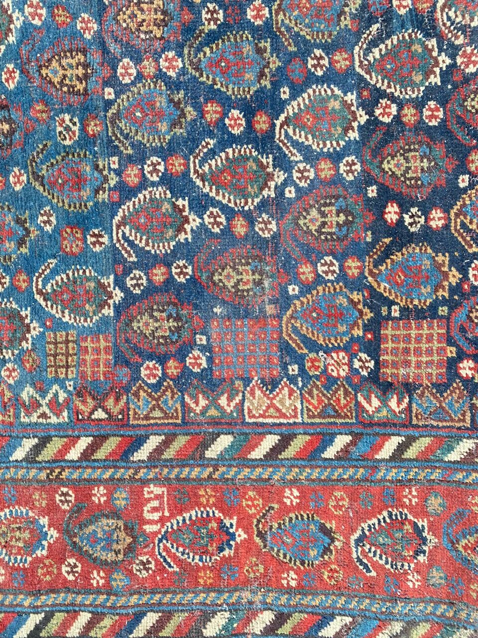 Pretty old Persian carpet of ghashghai handmade 177x328 cm