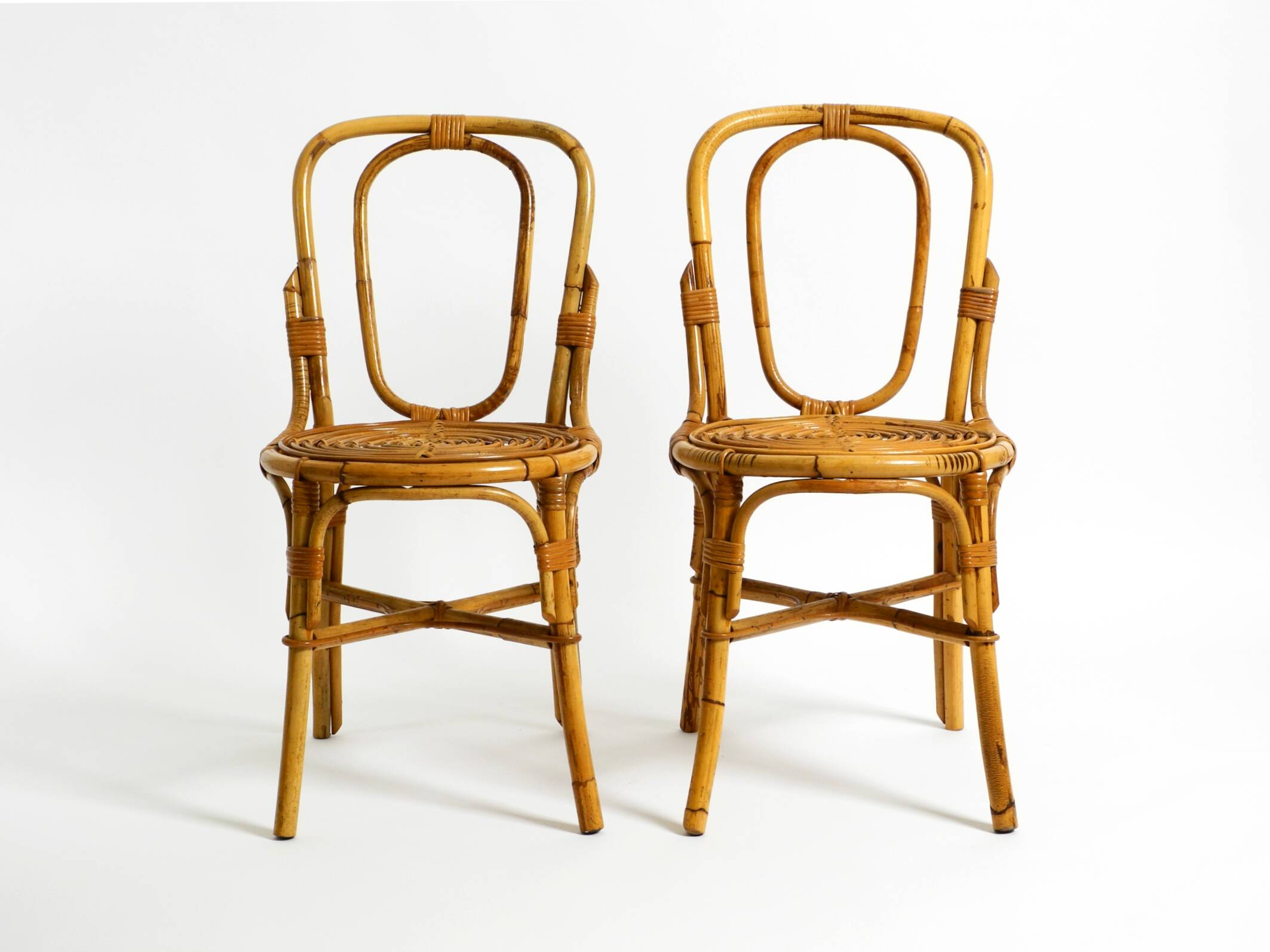 Pair of very beautiful rare original 1960s Italian bamboo chairs