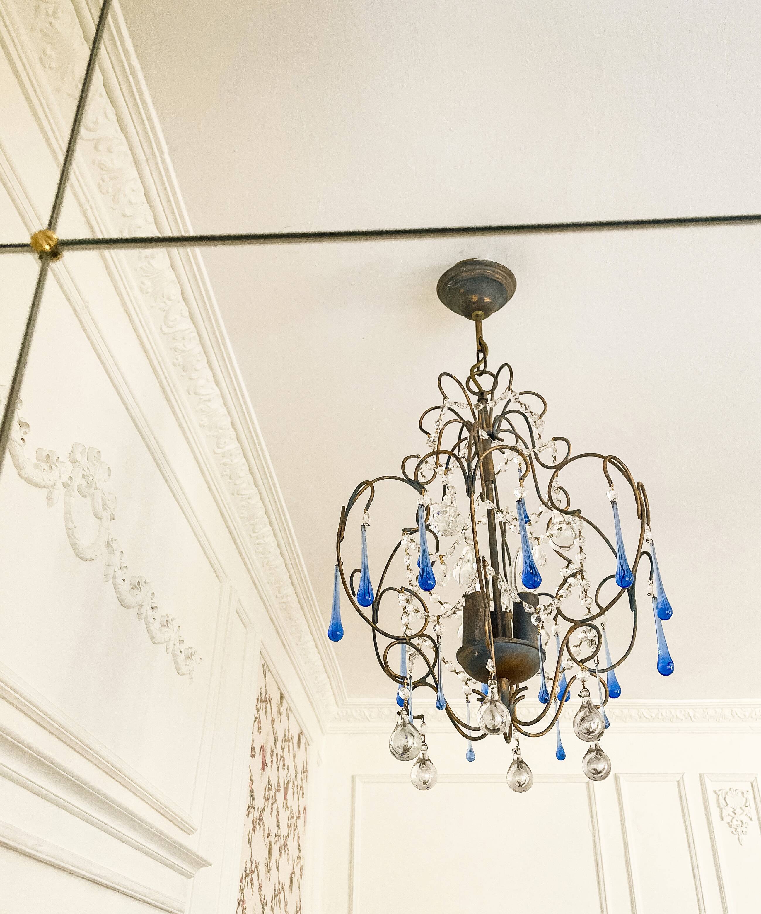 Lustre italien vintage Murano années 60-70, métal doré