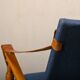 Scandinavian Modern Foldable Safari Lounge Chair in Beech wood and Blue fab