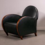 Pair of mid-century leather armchairs circa 1970 made in Belgium