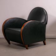 Pair of mid-century leather armchairs, circa 1970, made in Belgium.