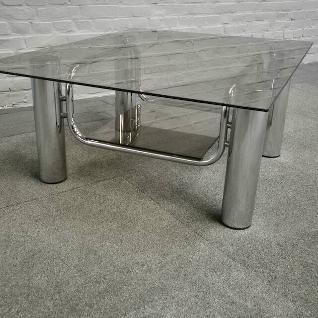 Vintage italian chrome coffee table -1970's