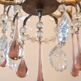 French chandelier late 19th patinated brass 6 arms