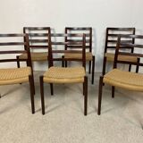 6 Niels Otto Moller chairs model 85 in rosewood