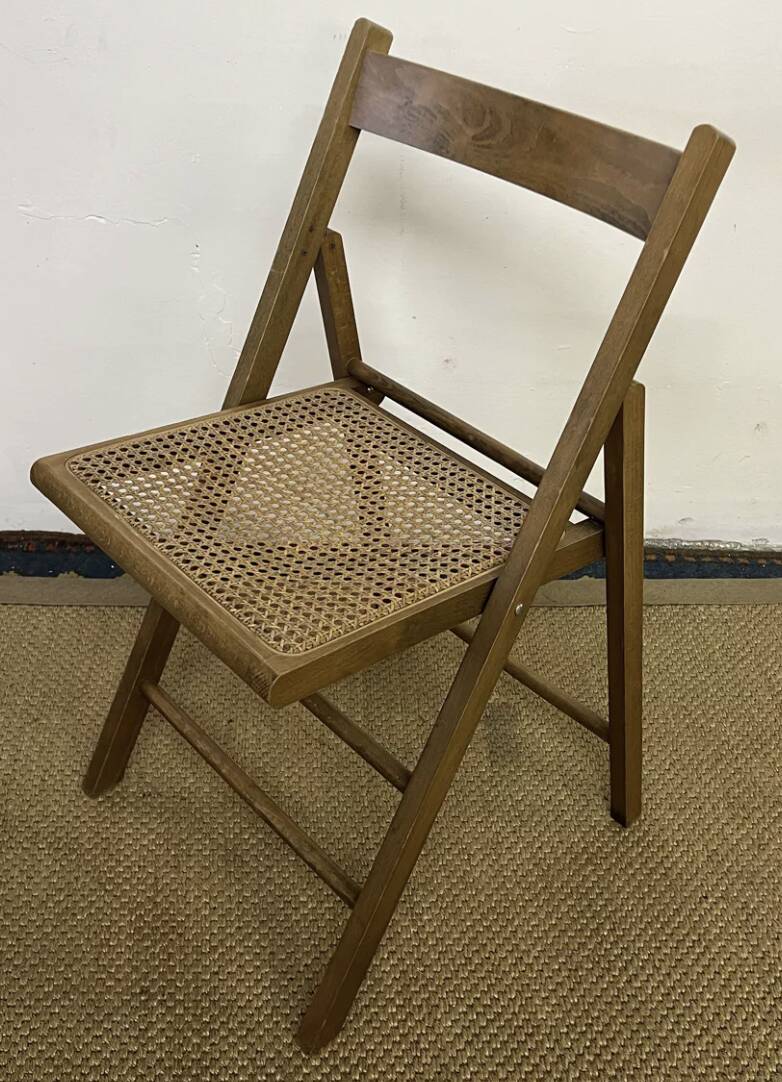 Vintage wooden and cane folding chair
