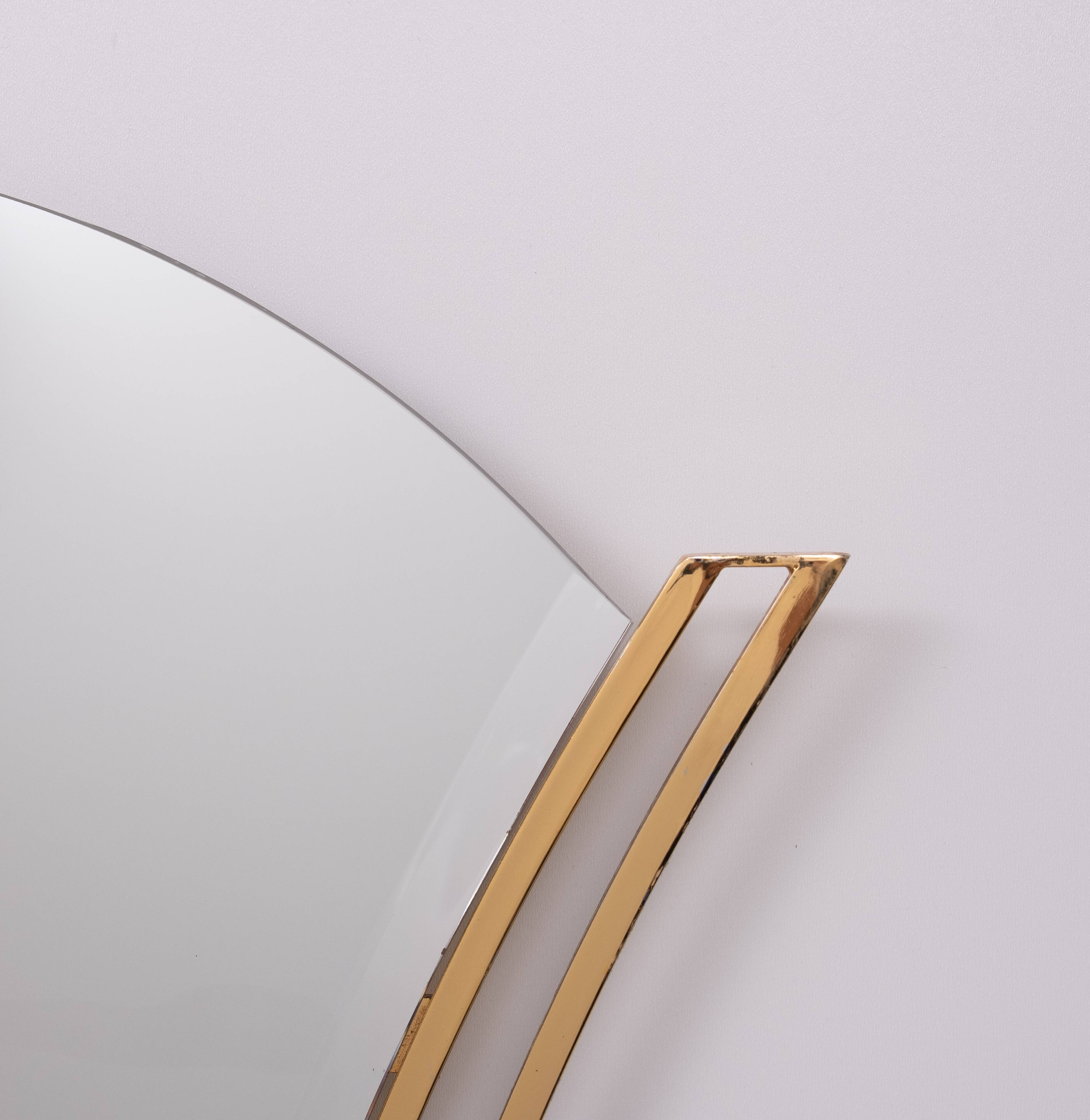 Hourglass shaped Brass Wall Mirror 1970s