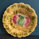 French vintage Majolica plate decorated with apples, in barbotine of Sarreguemines