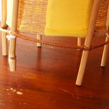 Louis Sognot, table lamp in bamboo and cotton from the 60s.