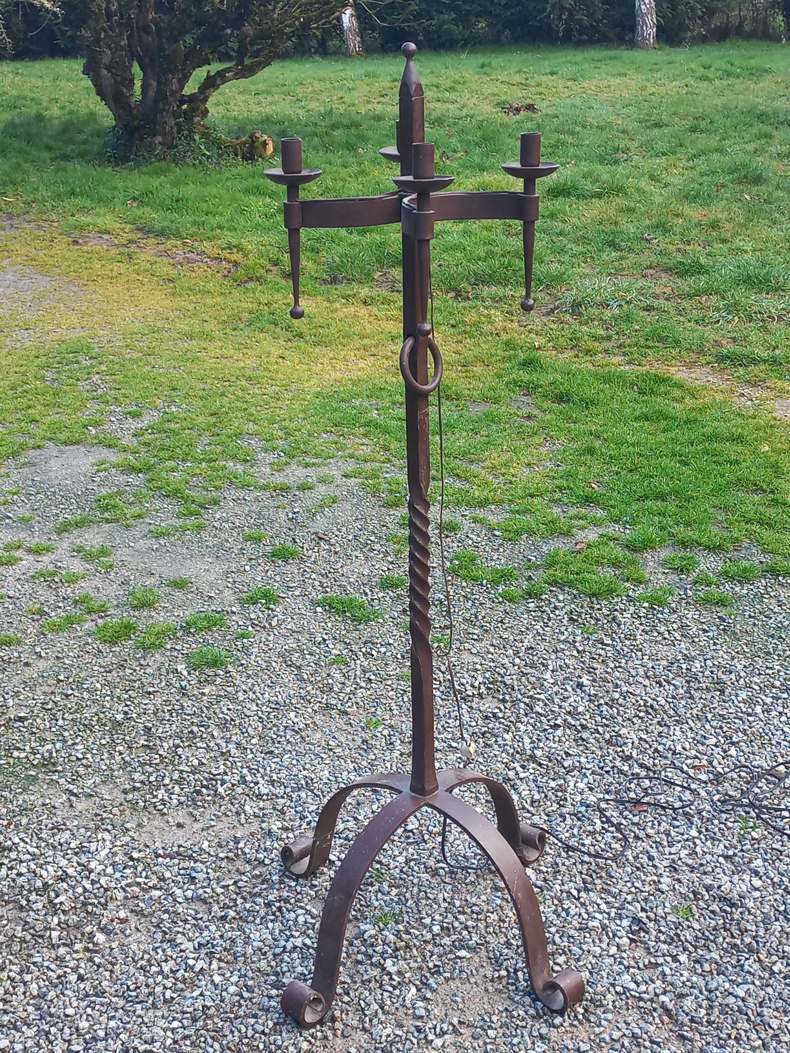 Lampadaire des années 50 en fer forgé