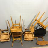 12 chaises stella 1950 en bois courbé signées