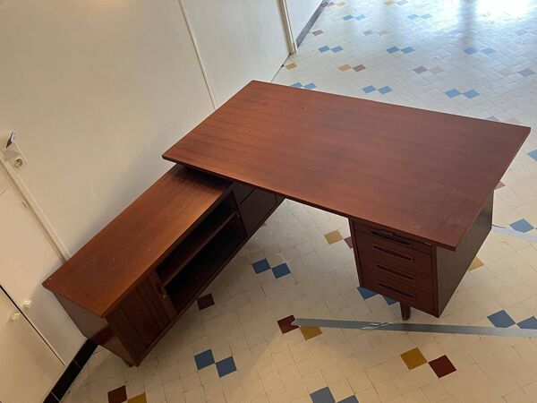 Bureau de direction vintage couleur acajou avec bar