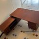 Vintage mahogany executive desk with bar.