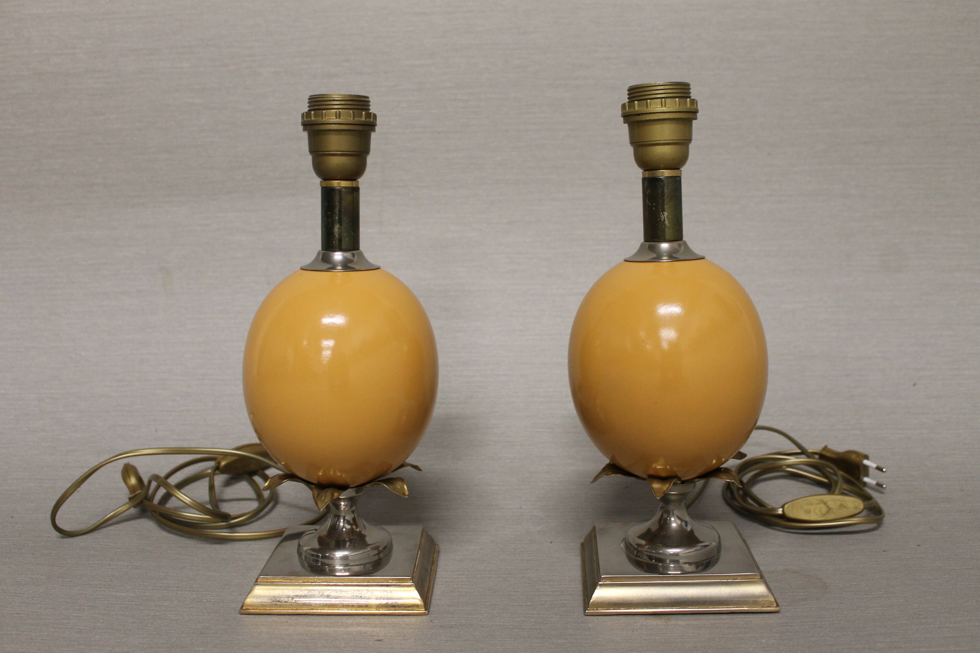 Pair of lamps feet "ostrich egg"