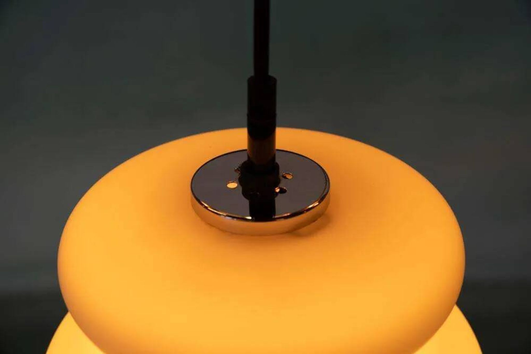 Opaline glass suspension from the space age, organic-shaped pendant.