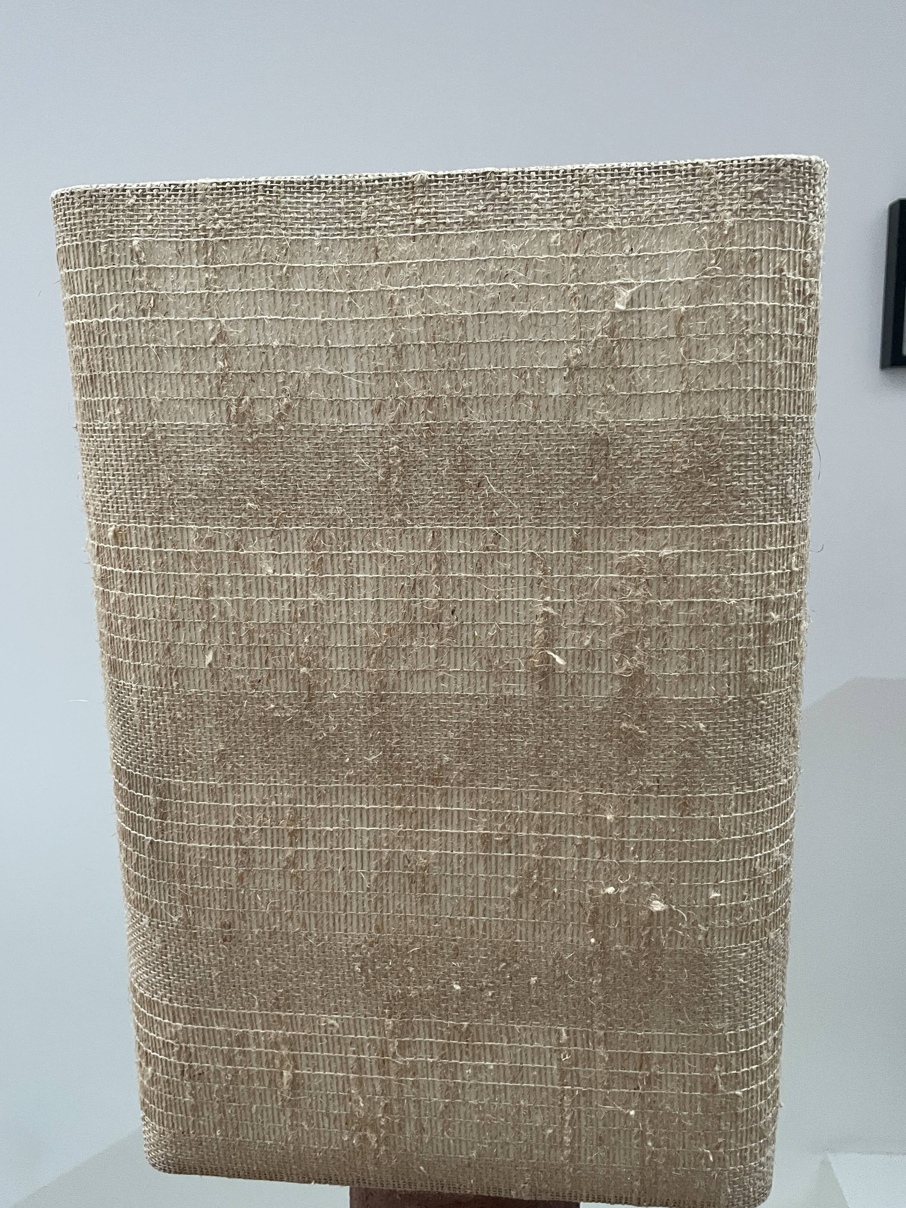 Large chamotte clay lamp in brutalist style, with a plant motif.