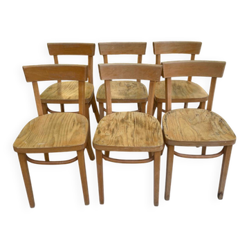 6 Scandinavian bistro chairs IKEA 15123 curved blonde wood