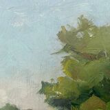 Vintage Modernist Landscape Scene Oil Painting H. Ostergren 1951