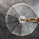 Old large Art Deco pendant lamp with mother-of-pearl and glass shade