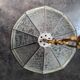 Old large Art Deco pendant lamp with mother-of-pearl and glass shade