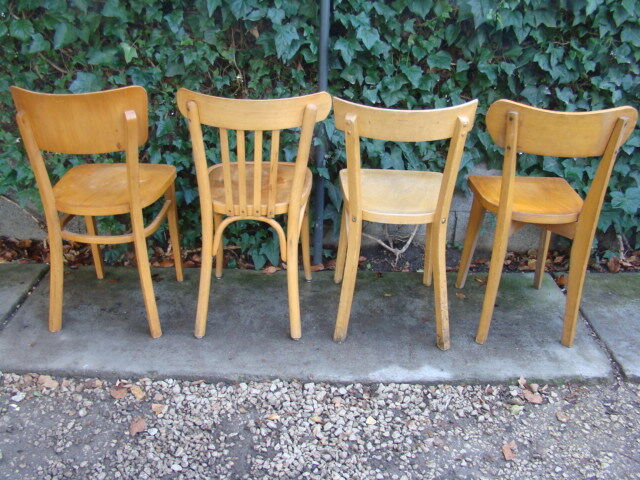 Lot of four old mismatched bistro chairs