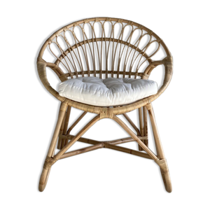 Fauteuil en rotin dossier circulaire