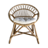 Rattan armchair circular backrest white cushion