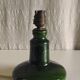 Green glazed ceramic table lamp base in Scandinavian style.