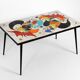Mid Century Italian Modern Iron Table with Tiled Top and Abstract Motif