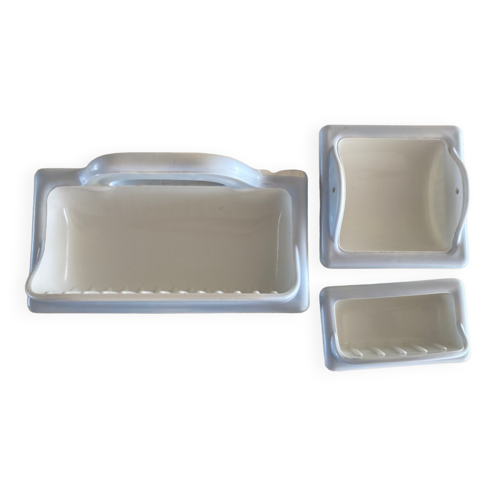 Soap dish set, bathtub soap dish, toilet paper holder, vintage recessed wall ceramic