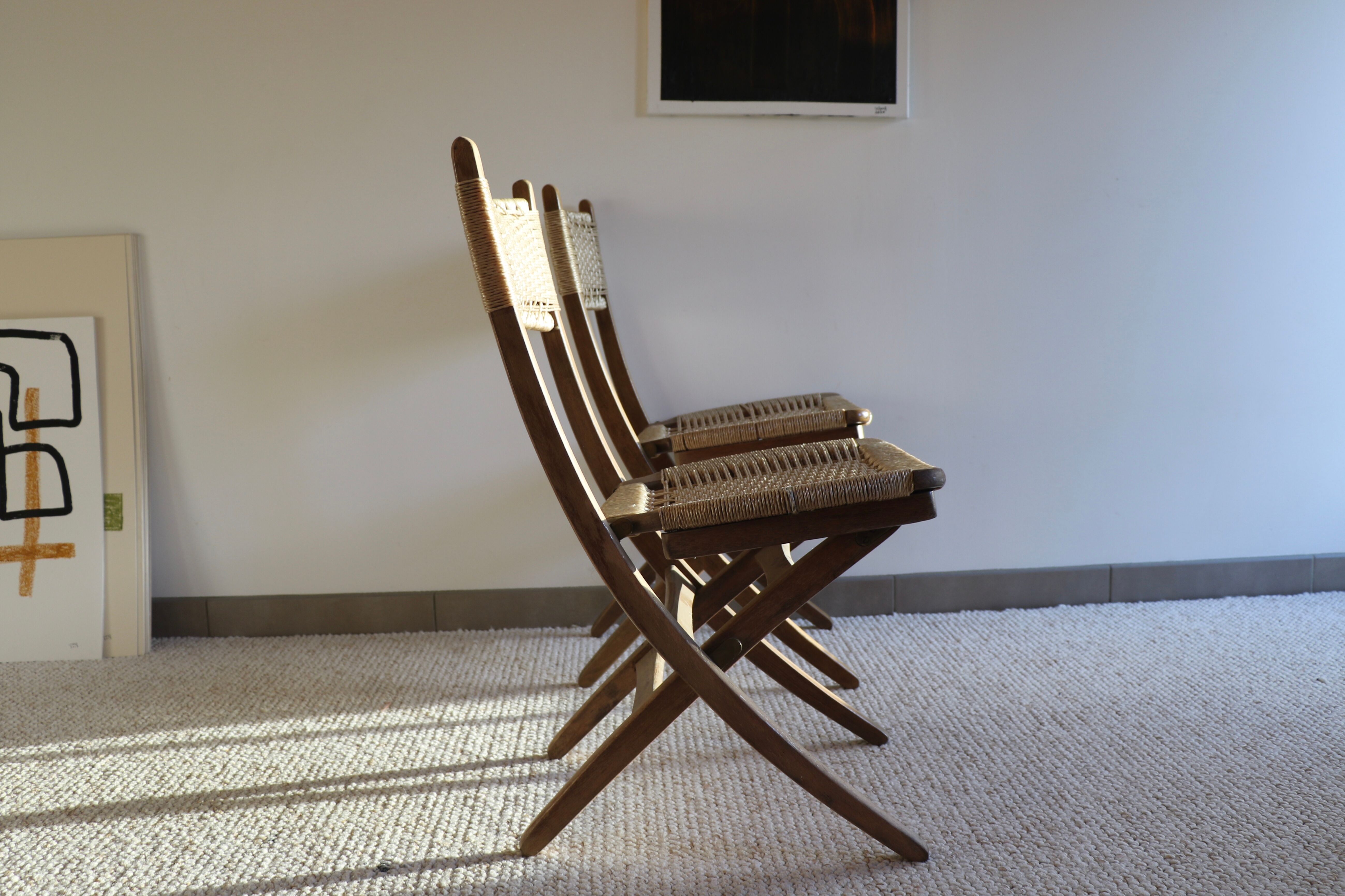 Danish style wooden chairs and braided rope