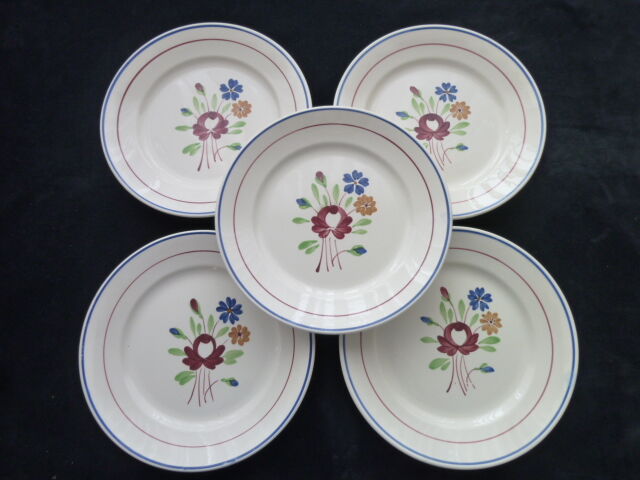 Set de 5 assiettes plates en faïence de Lunéville KG  Modèle Chantilly