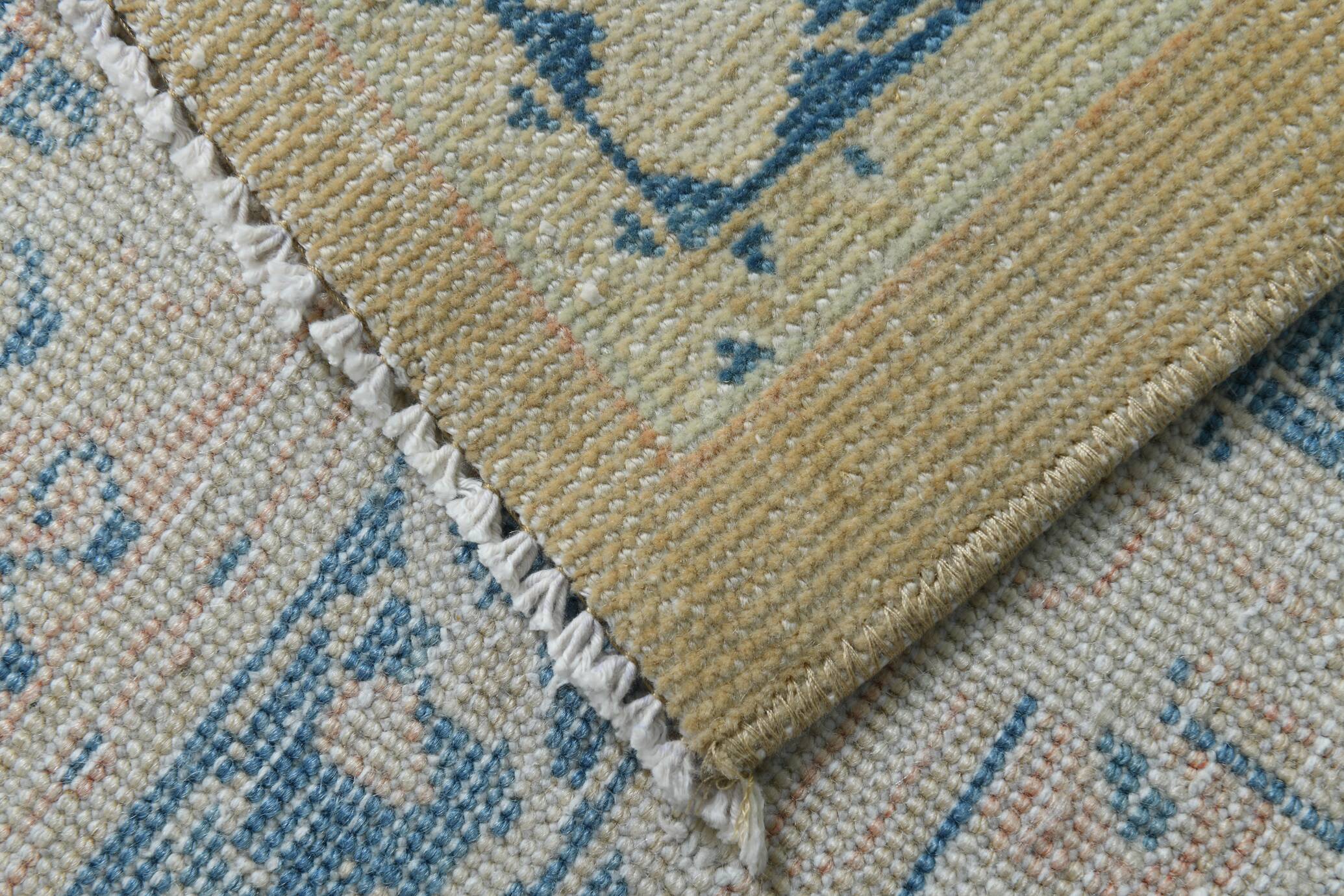 Tapis Persan Vintage Beige Et Bleu à Motifs Floraux, 301x388Cm
