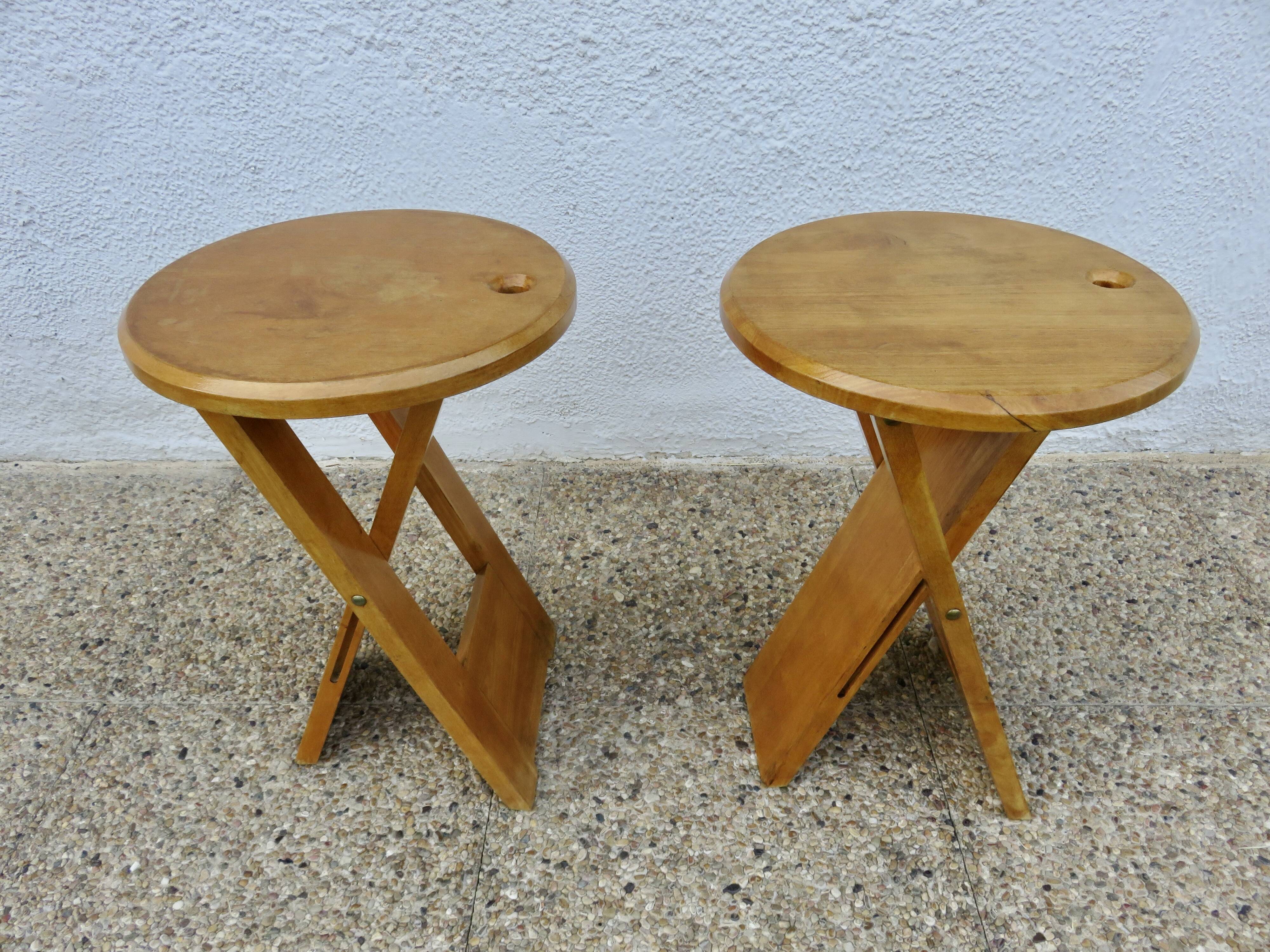 Paire de tabourets pliants attribué à Roger Tallon, 1980
