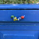 Commode bois peint bleu Majorelle